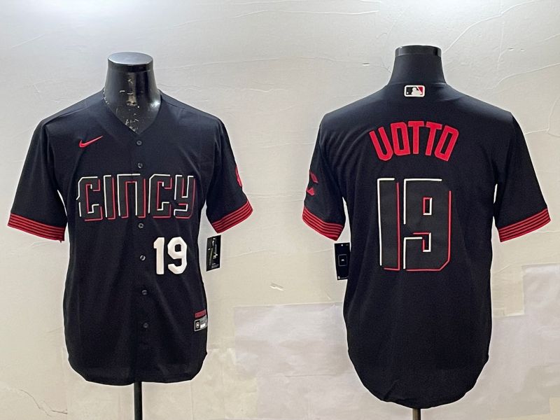 Men Cincinnati Reds 19 Uotto Black City Edition Game Nike 2025 MLB Jersey style 3
